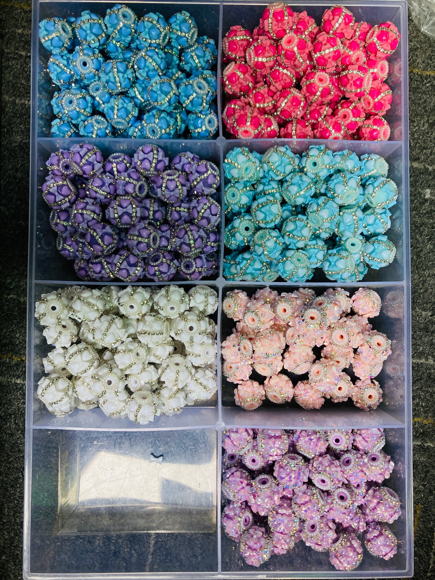 Fancy Beads Chain flower heart acrylic beads bow Bows and heart beads Random Mix