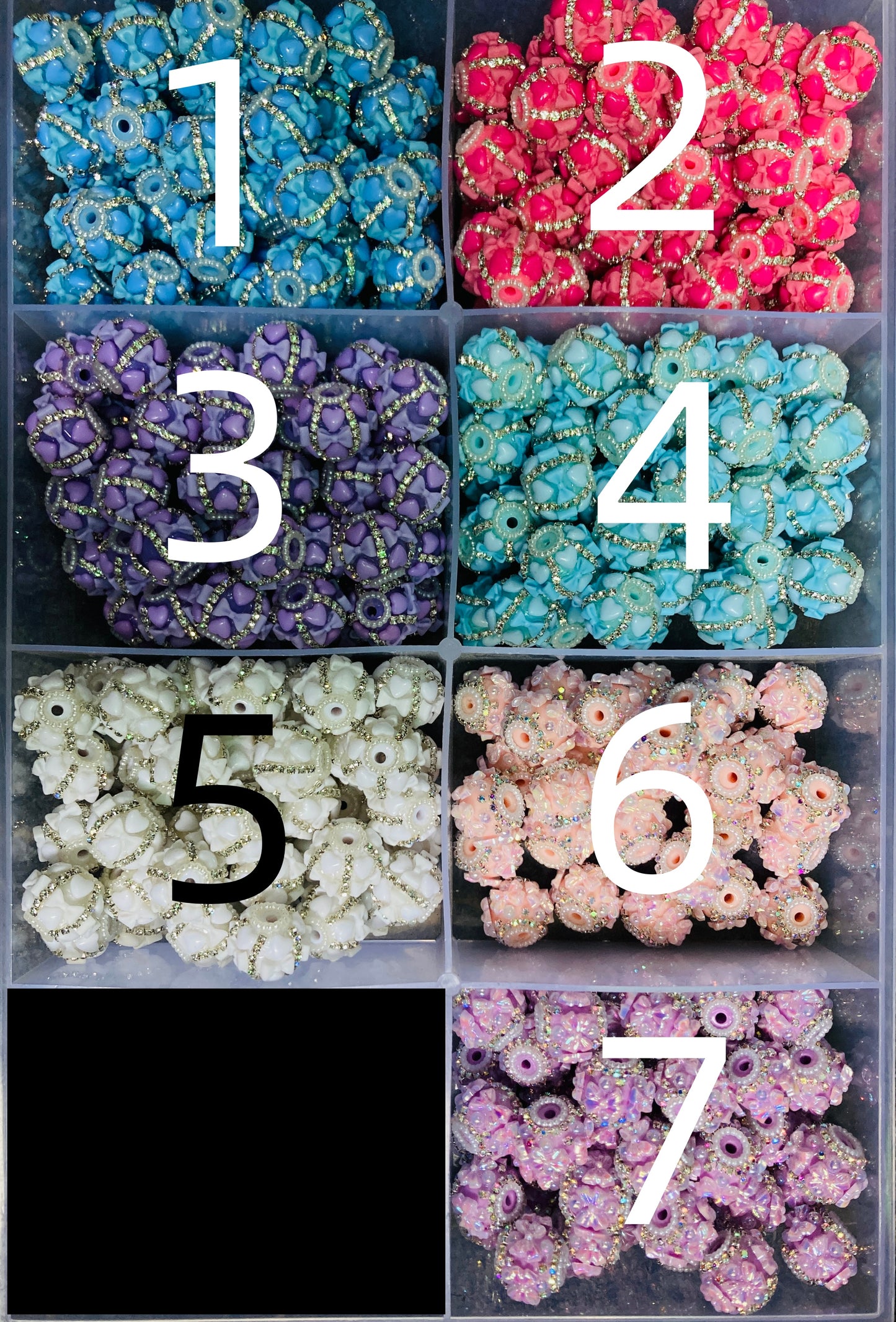 Fancy Beads Chain flower heart acrylic beads bow Bows and heart beads Random Mix