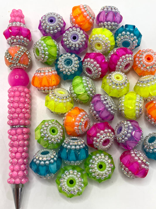 Neon bead heart bead with pearl fancy beads