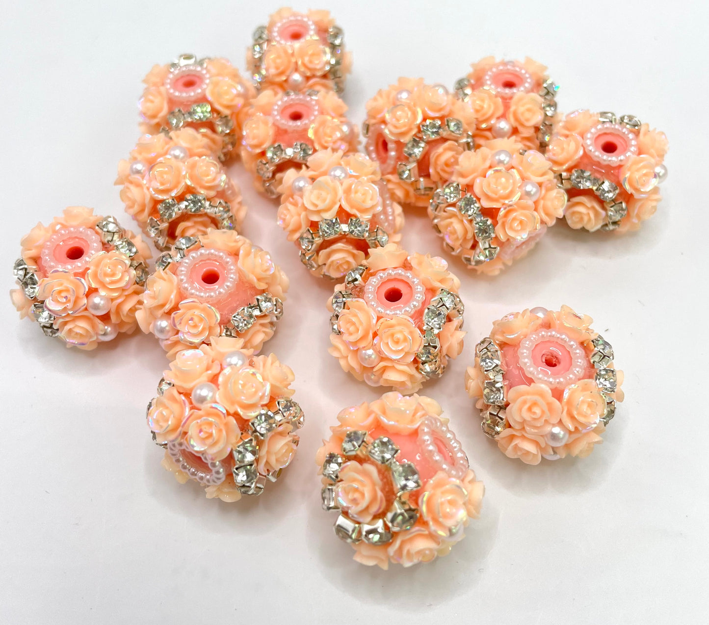 flower fancy Flower bead multicolour rose Chain Pearl acrylic Solid bead 23mm Random Mix