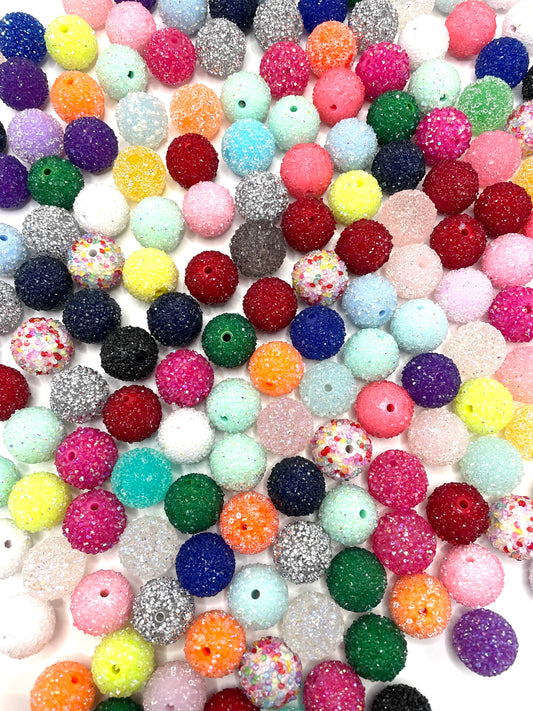 Hard sugar bead acrylic Granulated pellet Chroma Gemstone sugar bead 20mm Random Mix