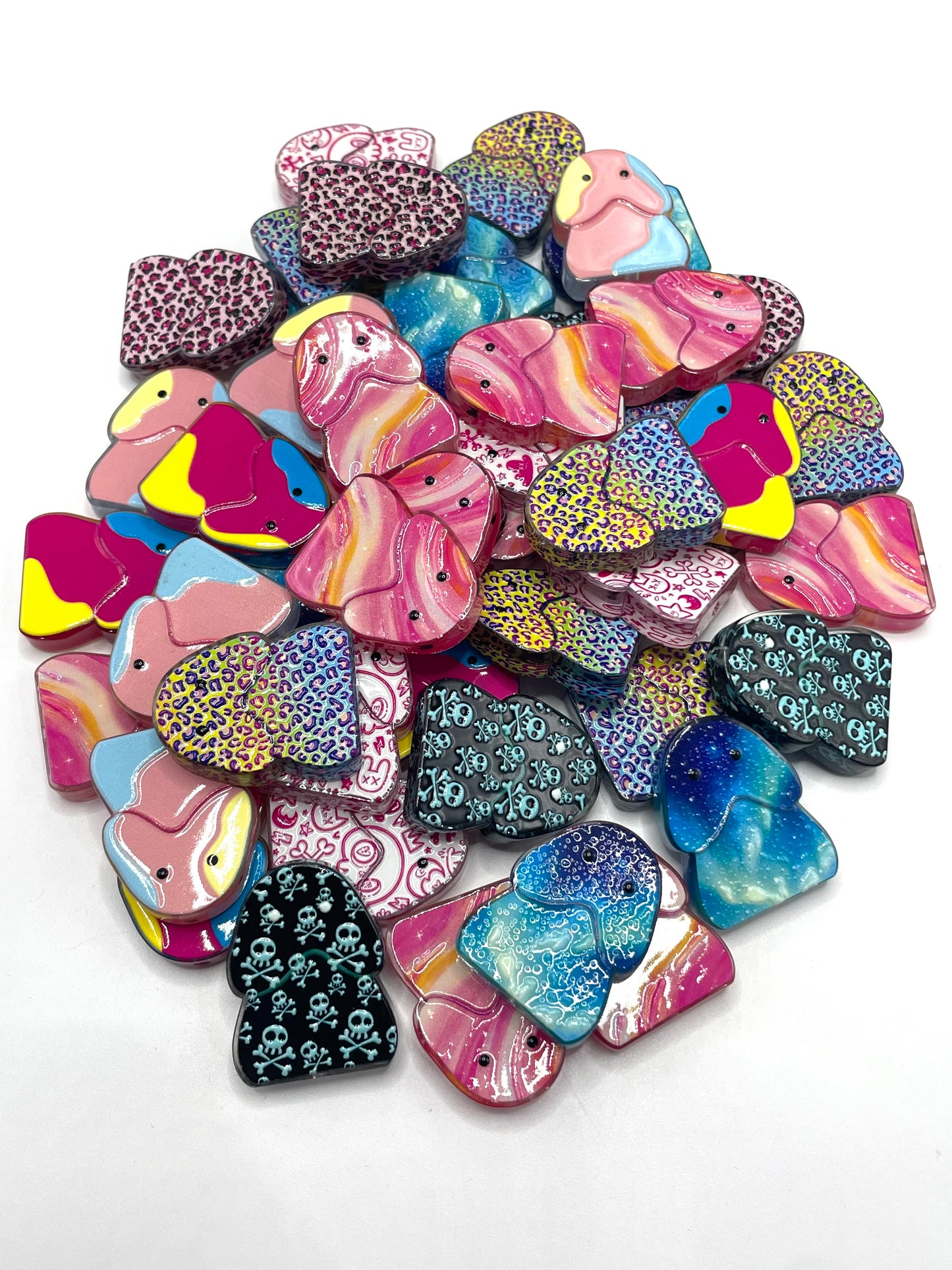Acrylic Cute beads Cartoon Fat Mushroom with Through-Hole, Personalized Embossed Double-Sided Beads, DIY Handmade Jewelry, Bead Pen Pendant Materials
