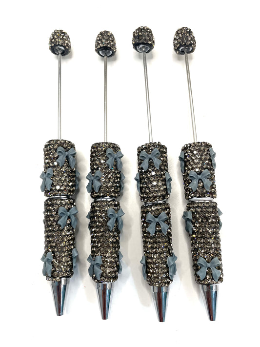 #21 bow pen fancy clay rhinestone bow pen ornaments with acrylic bow colored random mix