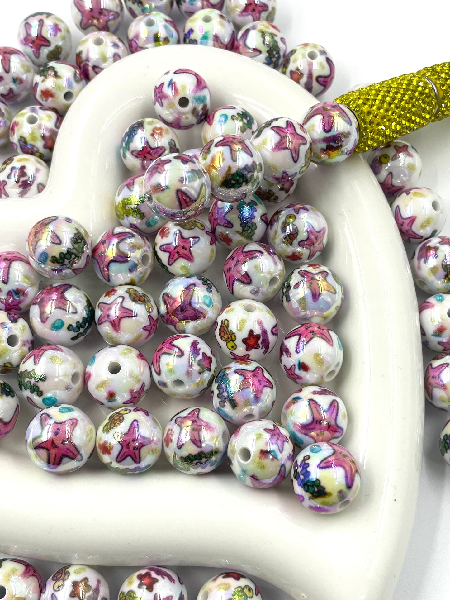 Acrylic beads Printed beads Multi-pattern Flowers, cartoons, fruits, spots acrylic beads 16mm