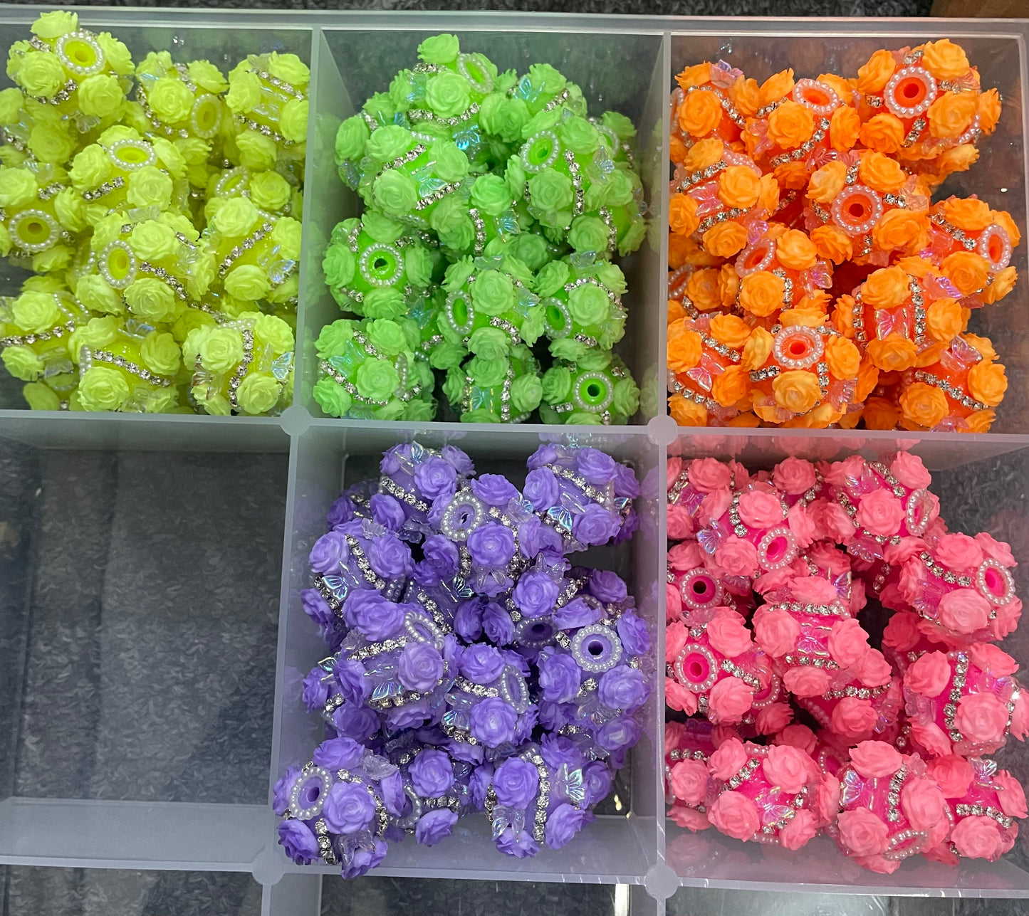 Neon beads flower beads with butterfly fancy beads