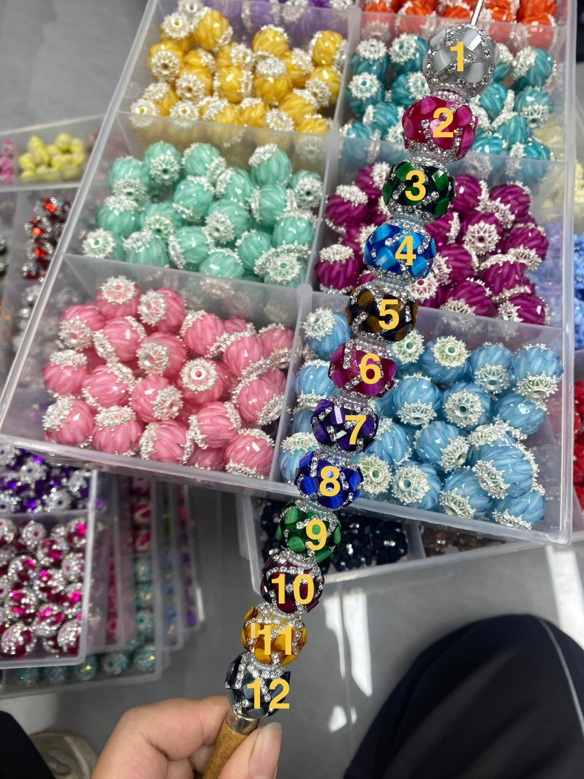 diy beaded beadable beady fancy heart ornarments with rhinestone chain ,random mix