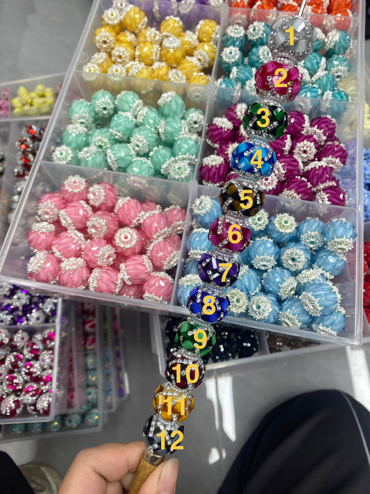 diy beaded beadable beady fancy heart ornarments with rhinestone chain ,random mix