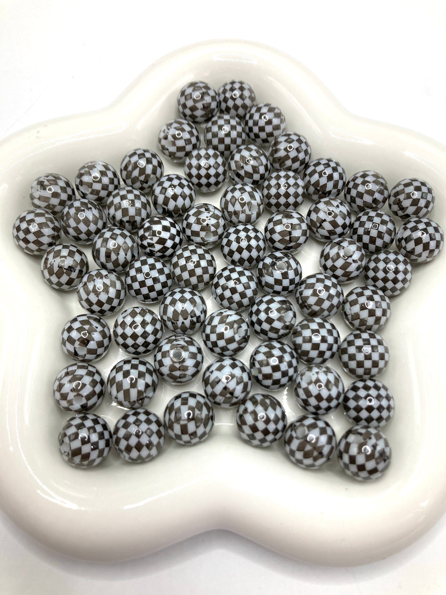 Acrylic beads Colorful checkered pattern Chess and Go Grid DIY Beads 16mm