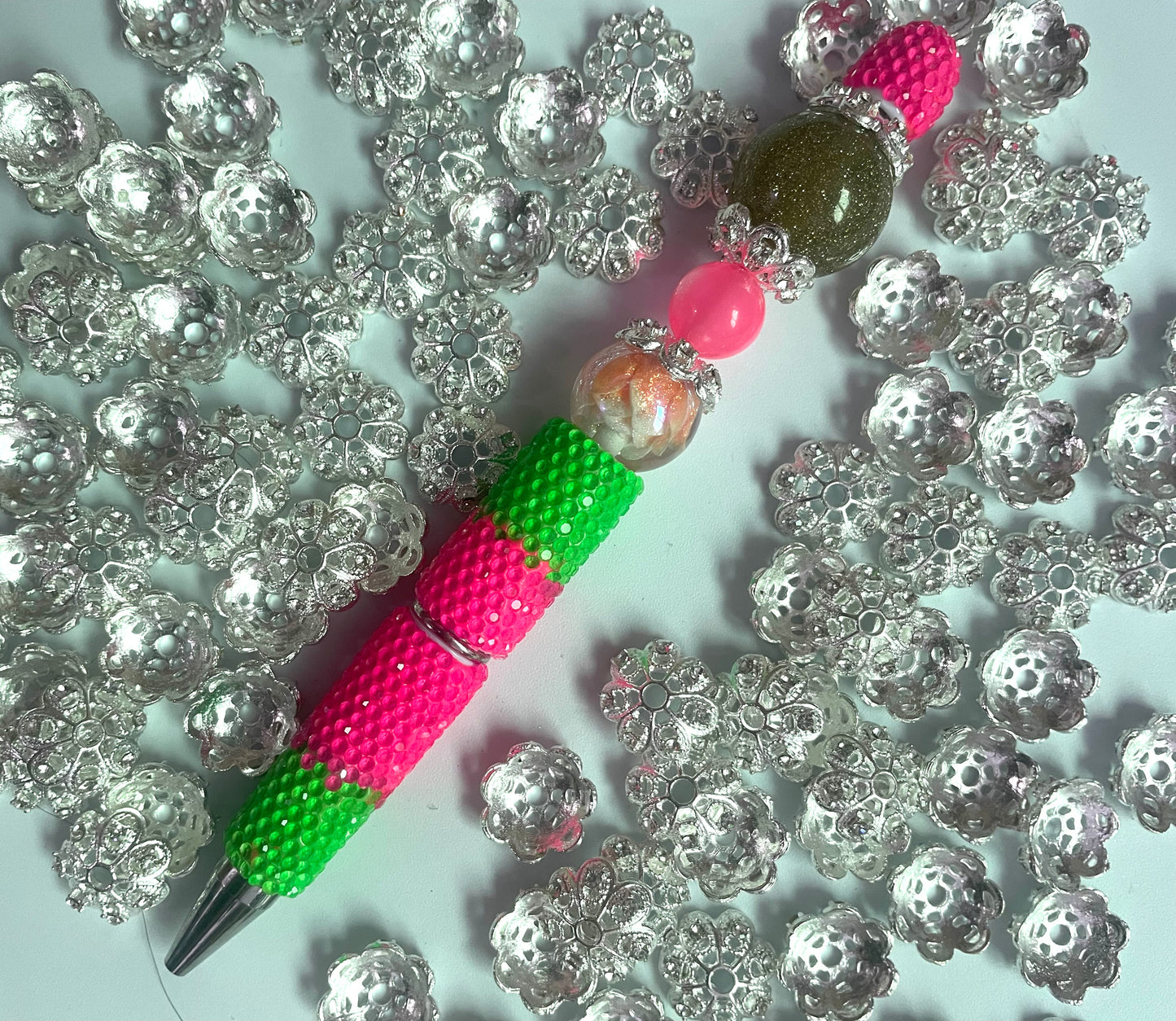 spacers Bias-cut bead spacing Silver Lace edge