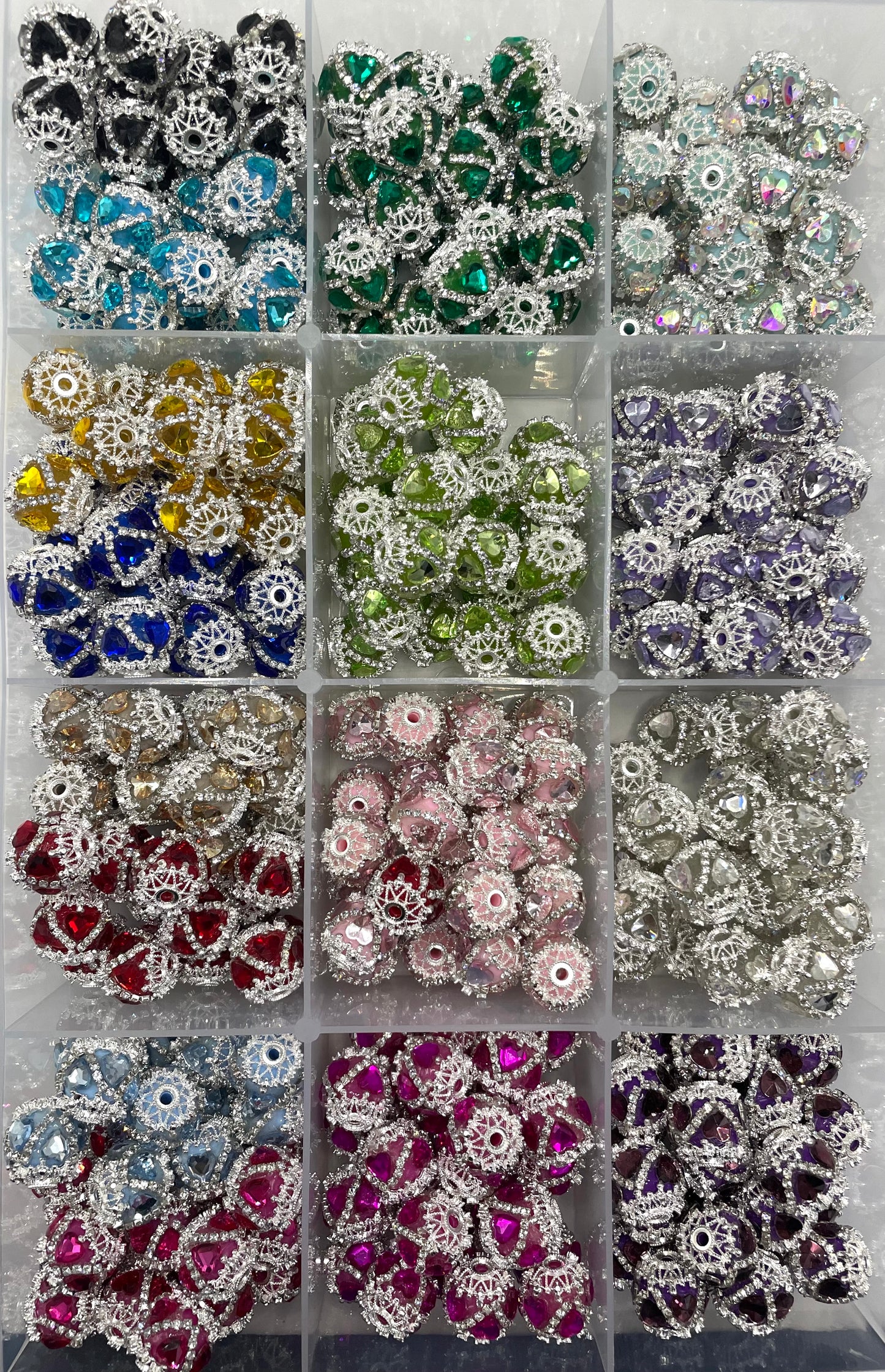 Fancy Beads Heart Rhinestone Chain Metal snowflakes spacer Acrylic beads Random Mix 18mm