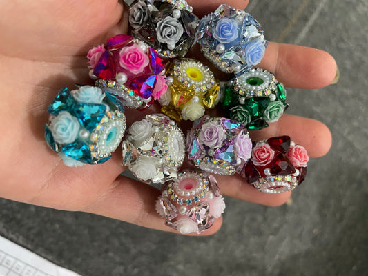 flower beads crystal heart fancy beads random mixed