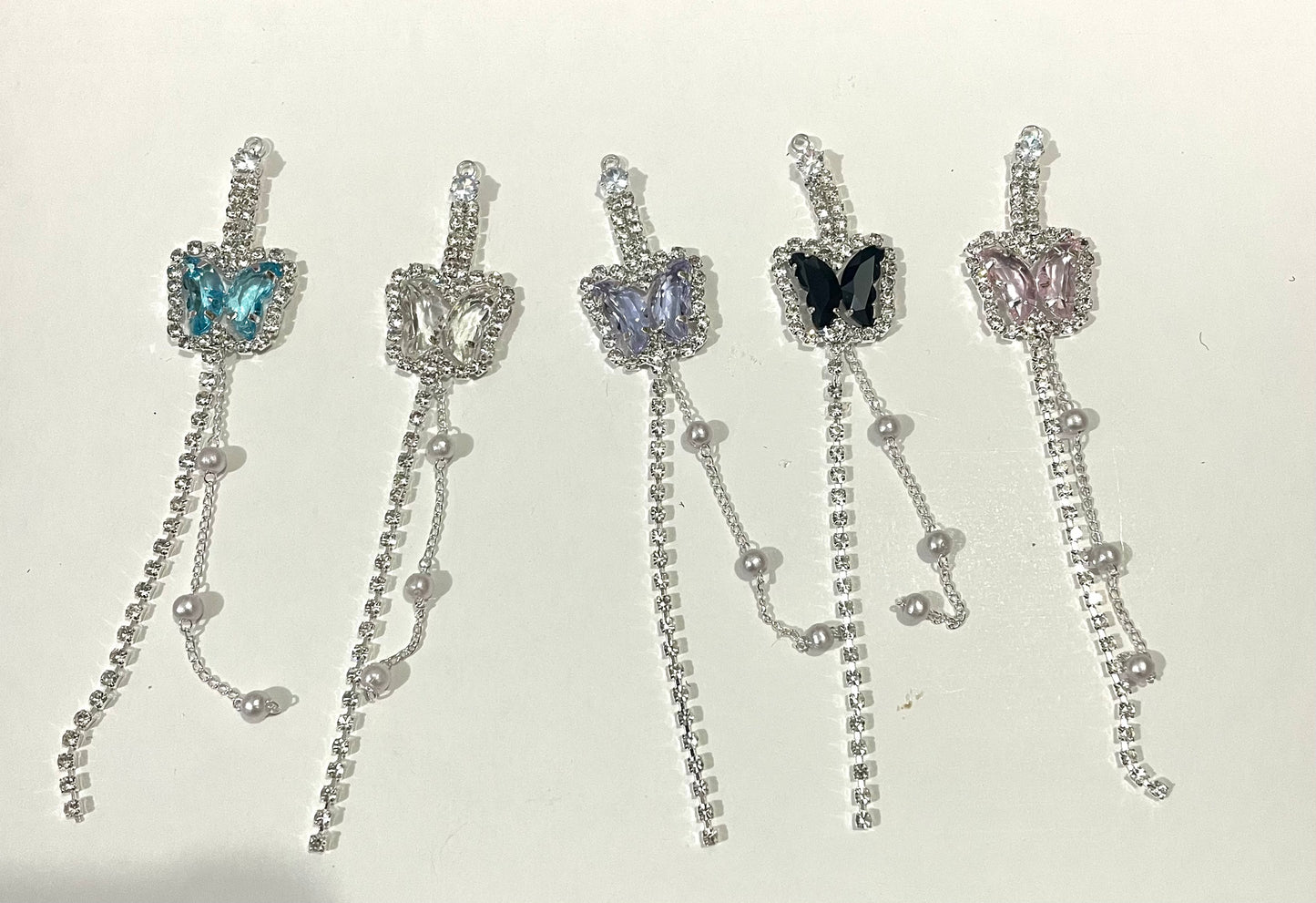 diy charms with fancy dangling dangles bow butterfly rhinestone chain ,random mix