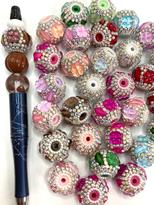 Fancy Beads Chain  Pumpkin beads Pearl gasket Transparency Four-leaf clover Lucky Grass Random Mix  19mm