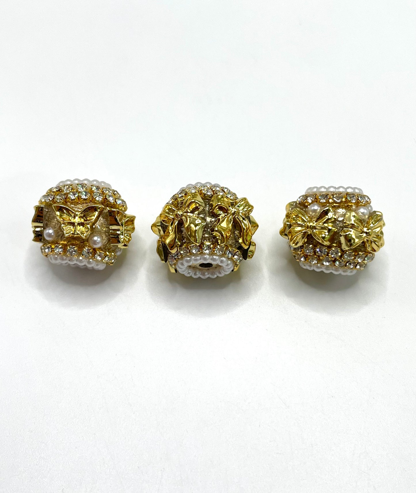 Fancy Beads Golden bow and Golden Butterfly Brown clay beads 18mm Random Mix