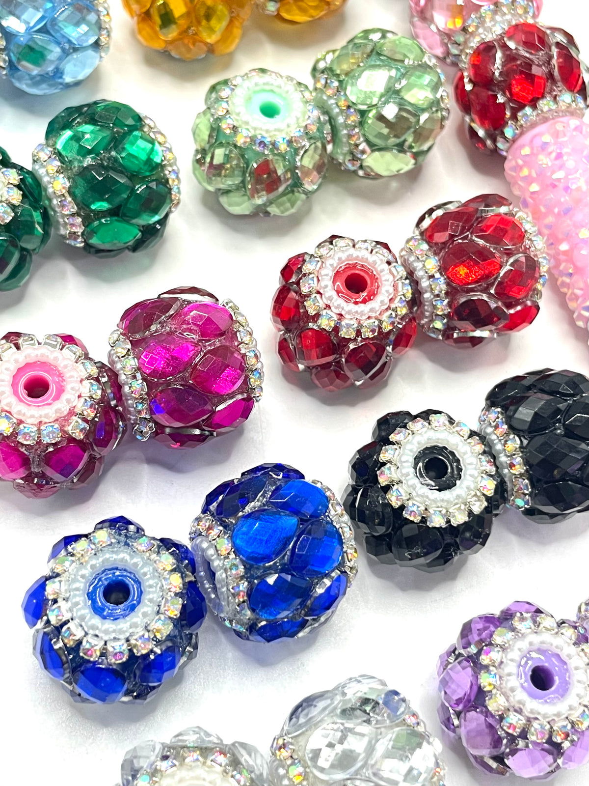 diy beaded beadable fancy crystal stone bead with pearl  and rhinestone ,random mix