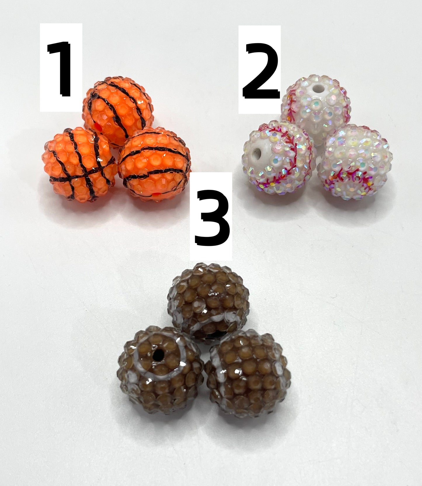 rhinestone rugby Bead 20mm-18mm Random Mix