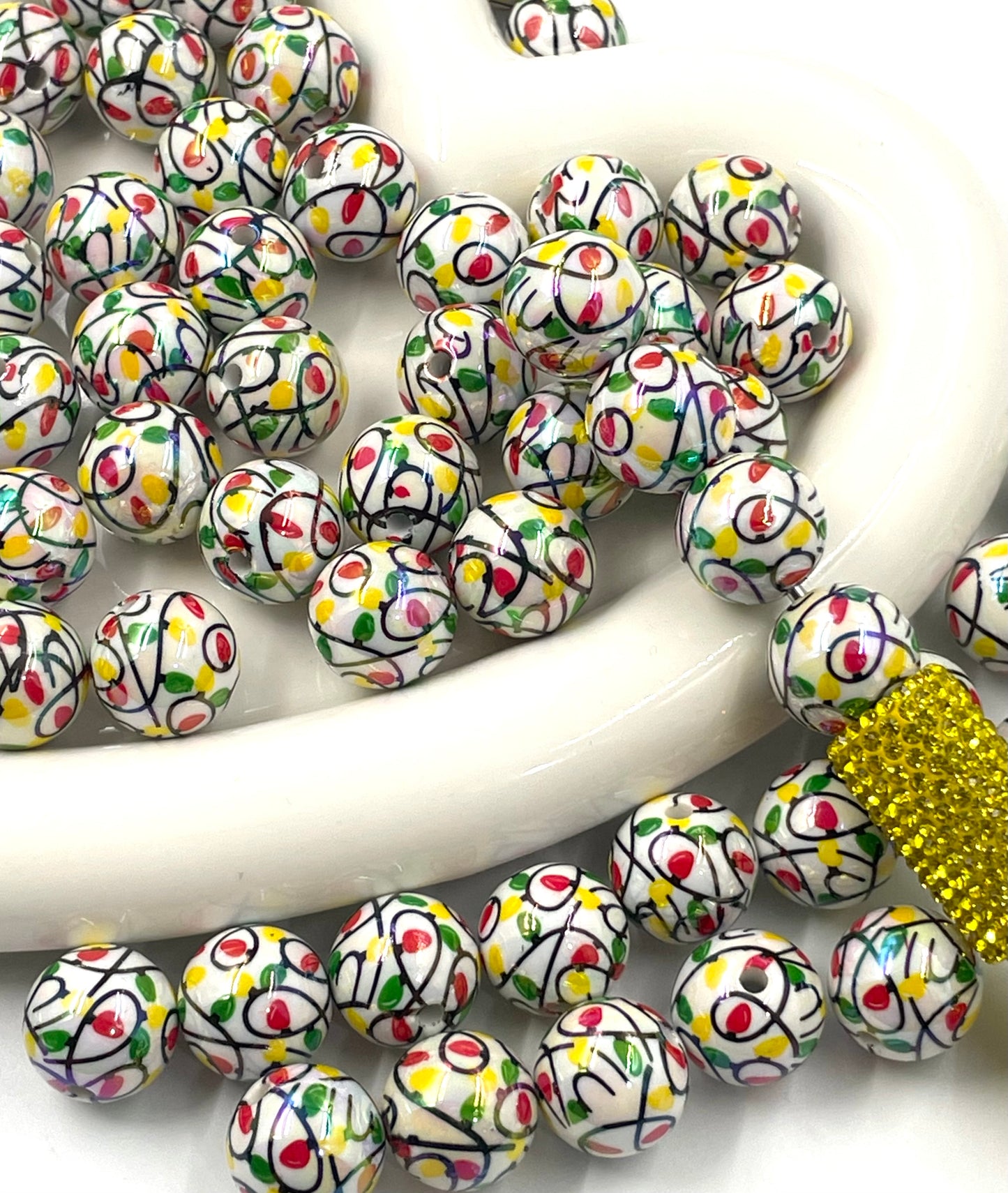 Acrylic beads Printed beads Multi-pattern Flowers, cartoons, fruits, spots acrylic beads 16mm