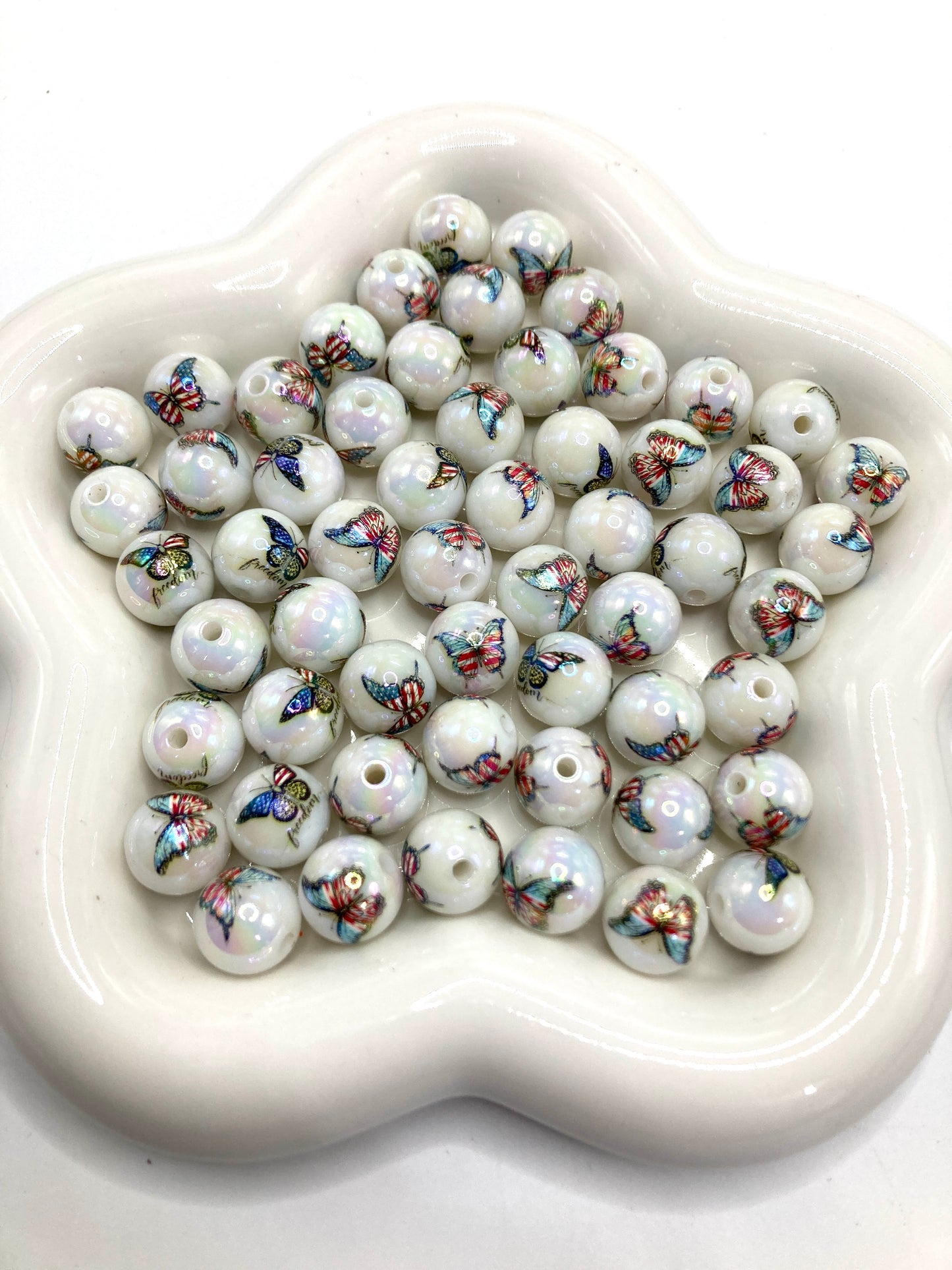 Butterfly beads Butterfly pattern Colored butterfly beads 16mm