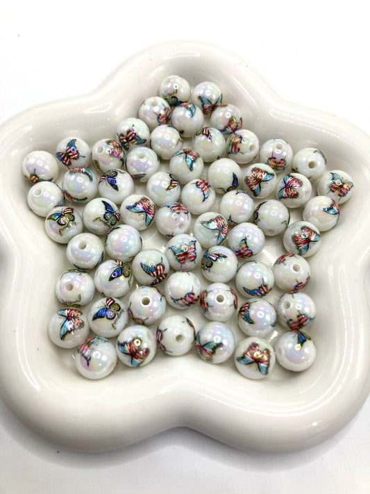 Butterfly beads Butterfly pattern Colored butterfly beads 16mm