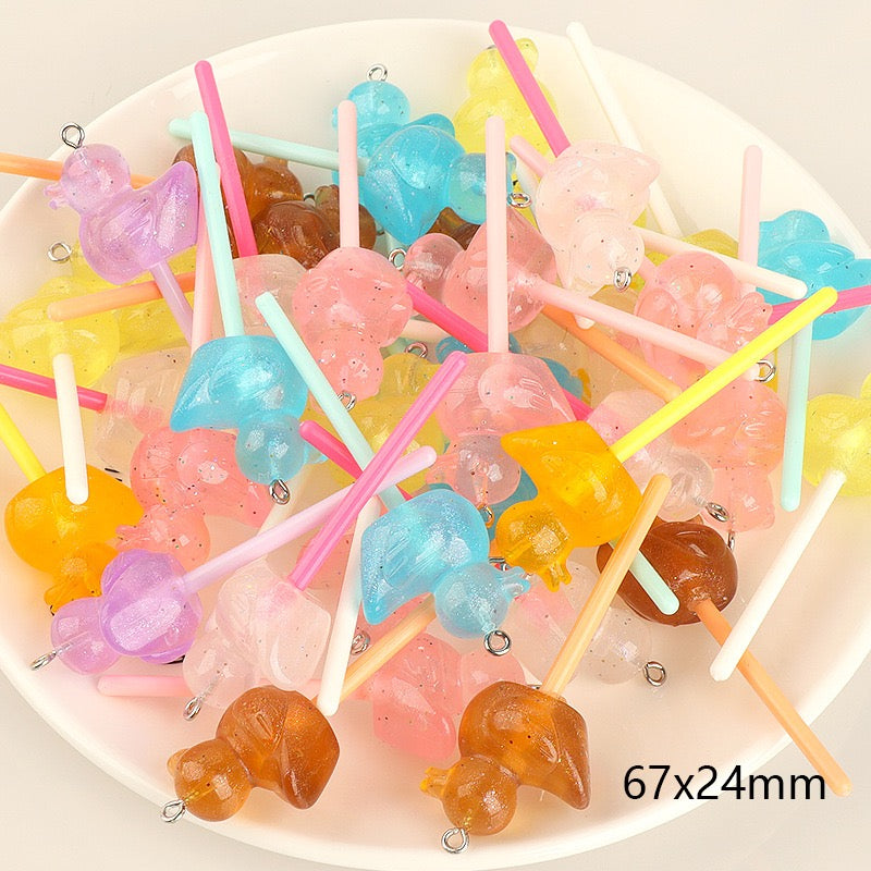 Hot selling colorful windmil seashell star heart rainbow bear sun flower candy lollipop charm pendant