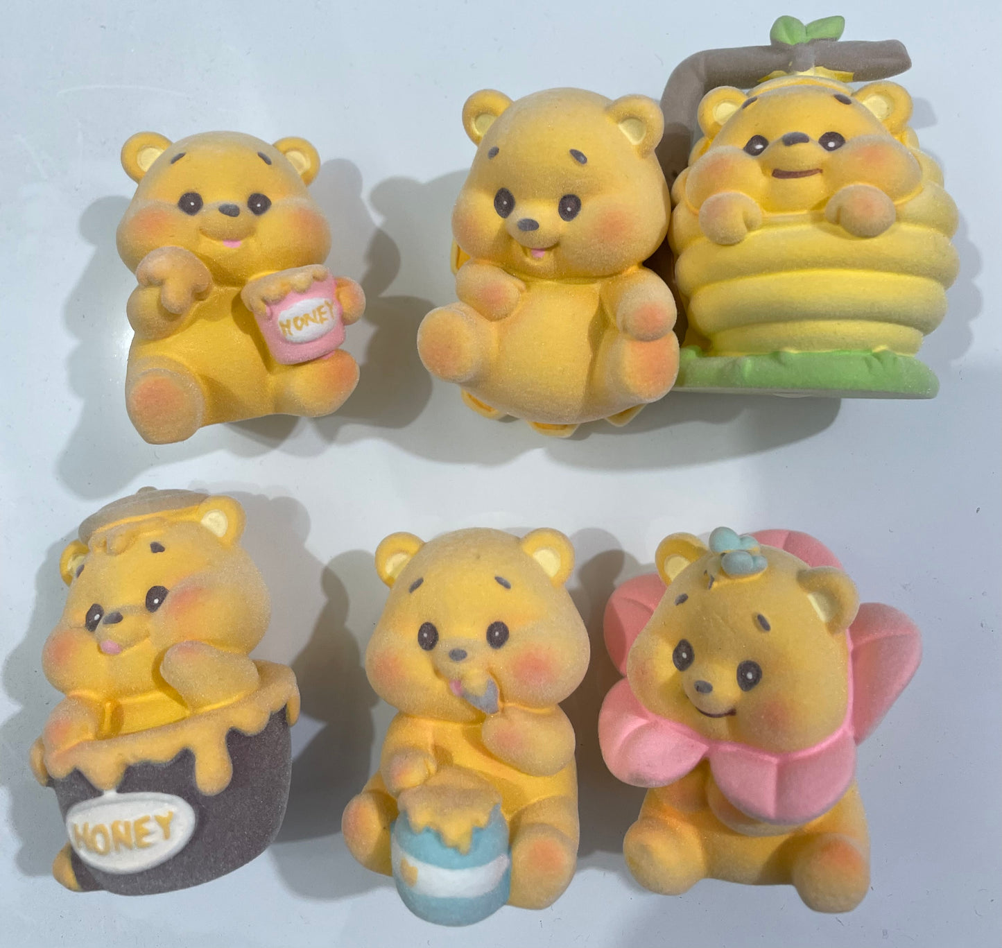 Winnie Pooh honey sweet time fuzzy flocked ,whole set,blind box pen topper figure character