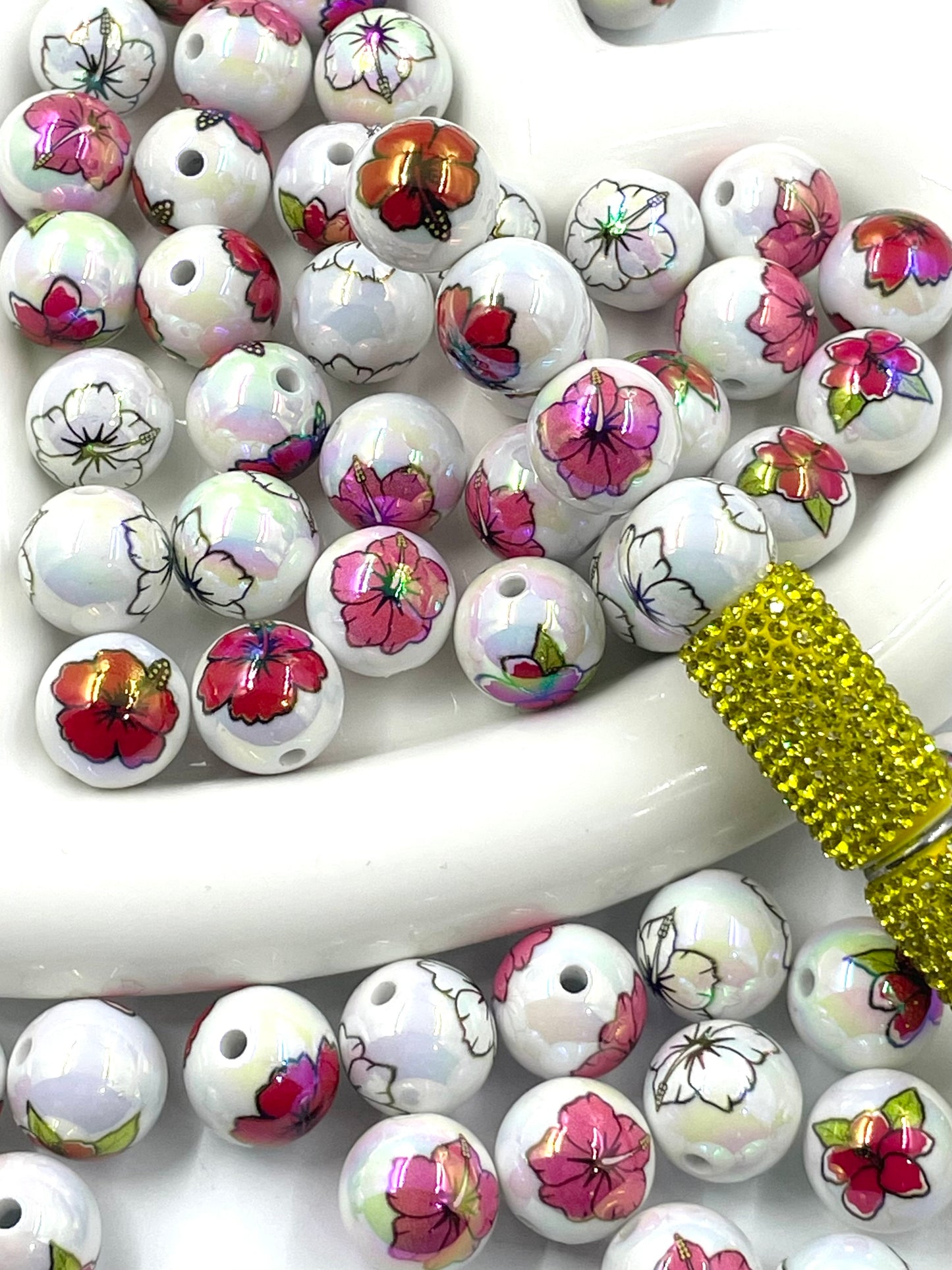 Acrylic beads Printed beads Multi-pattern Flowers, cartoons, fruits, spots acrylic beads 16mm