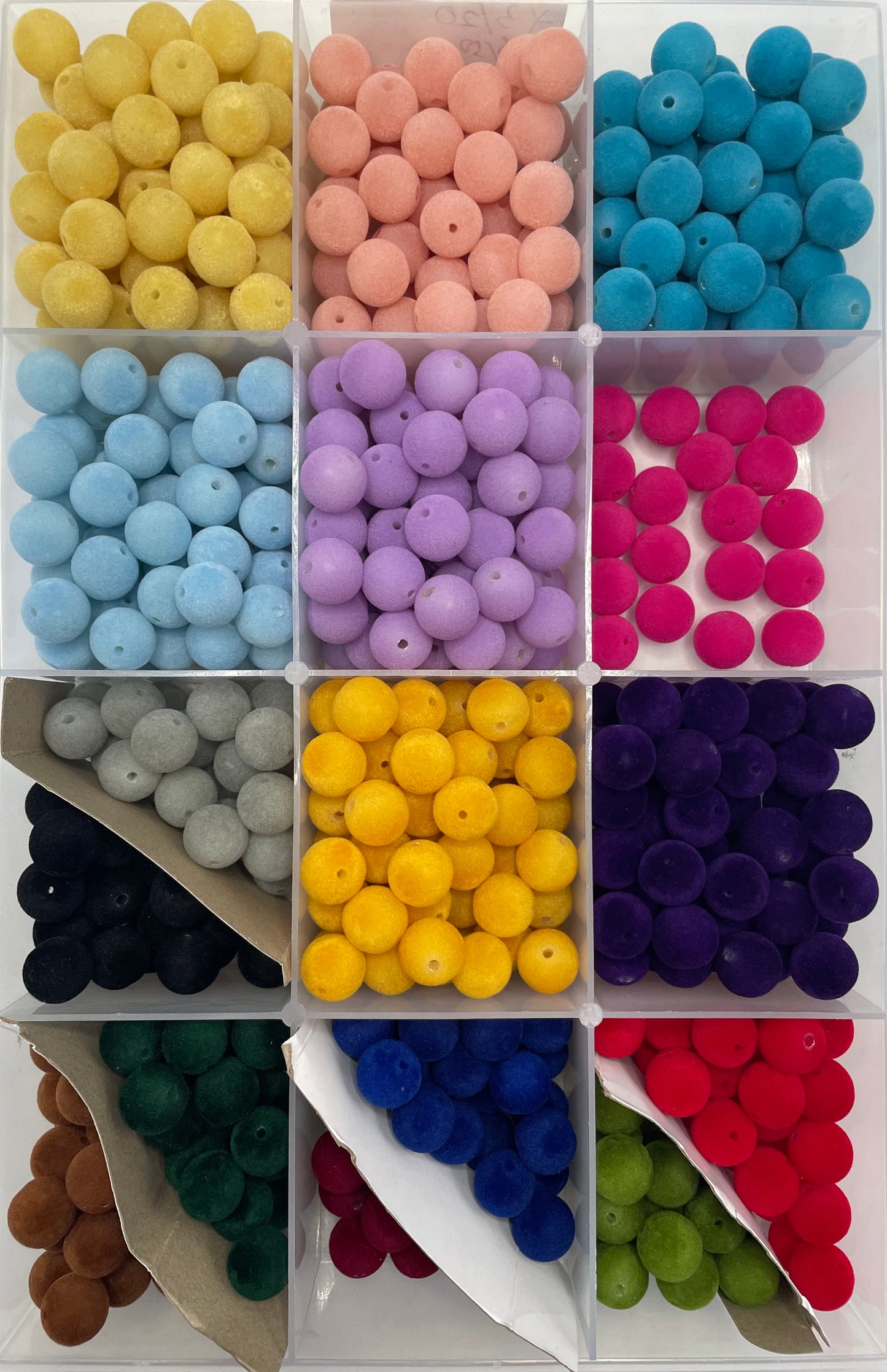 Flock bead flocking Colored flocked beads Fuzzy bead 16mm Random Mix