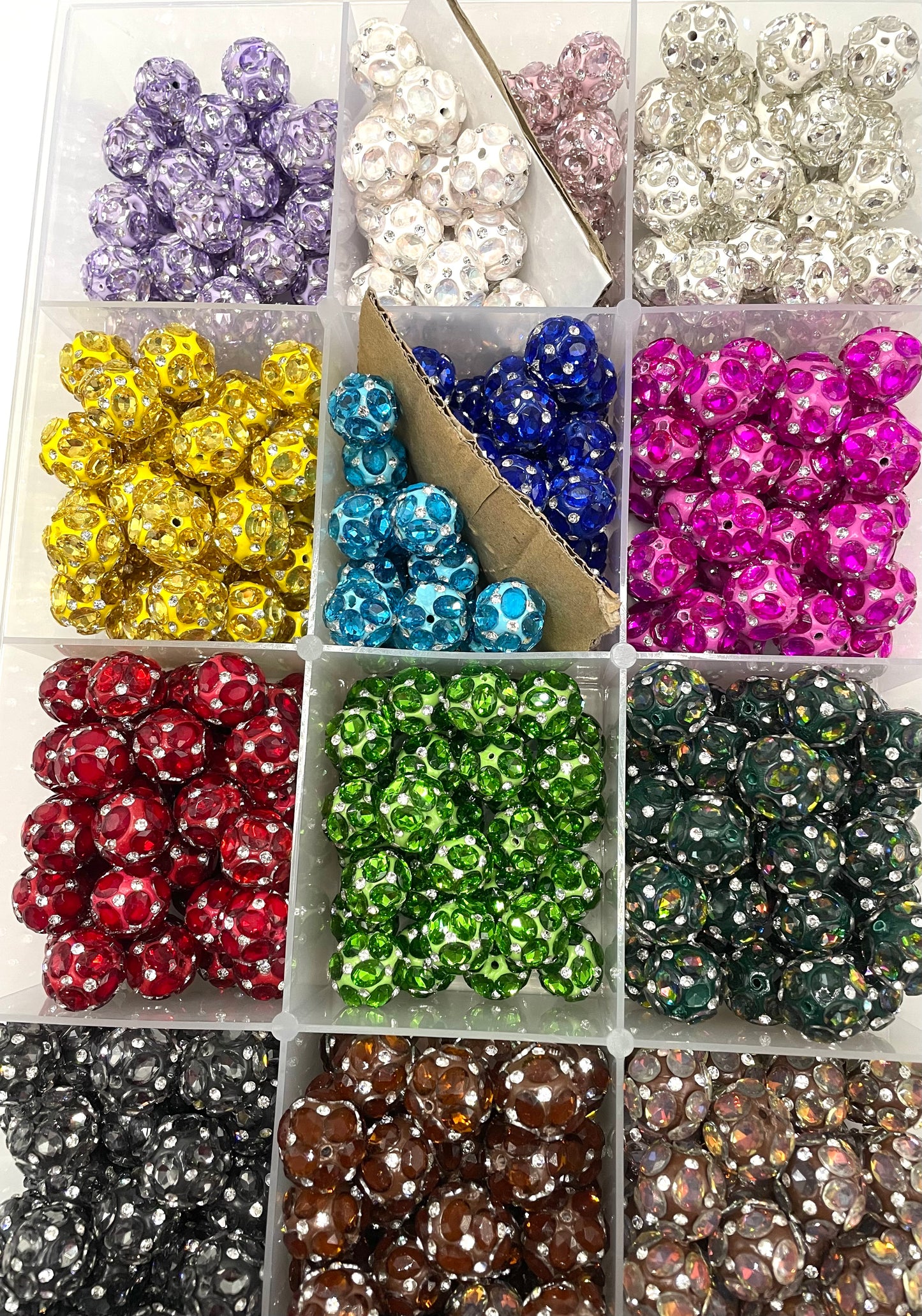 diy fancy clay beads with colored crystal rhinestone color for Christmas festival celebration
