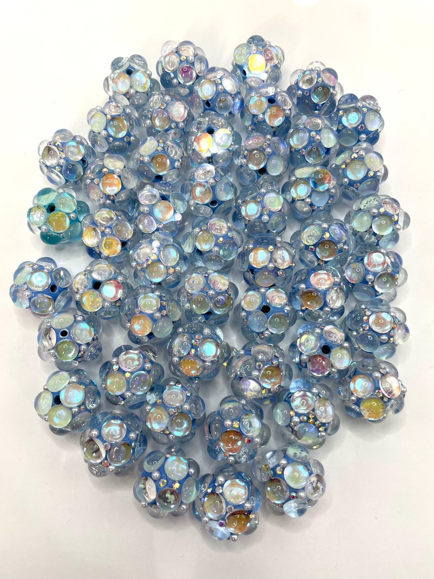 Bubble beads Bubbles of clay beads with rhinestones Fancy 22mm