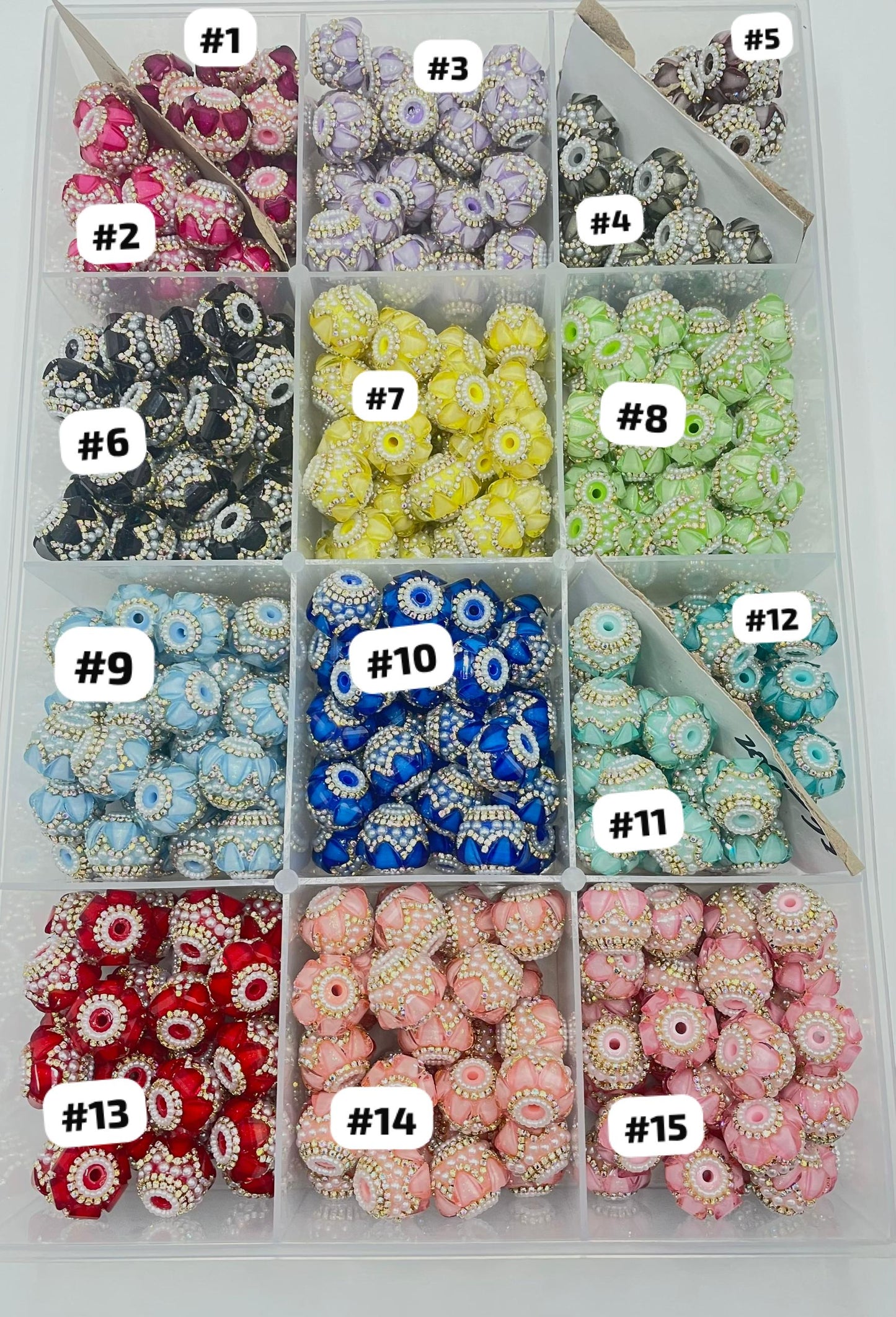 Gold color rhinestone chain Beaded beadable fancy lantern heart beads ornaments with rhinestone gold color chain and pearl ,random mix