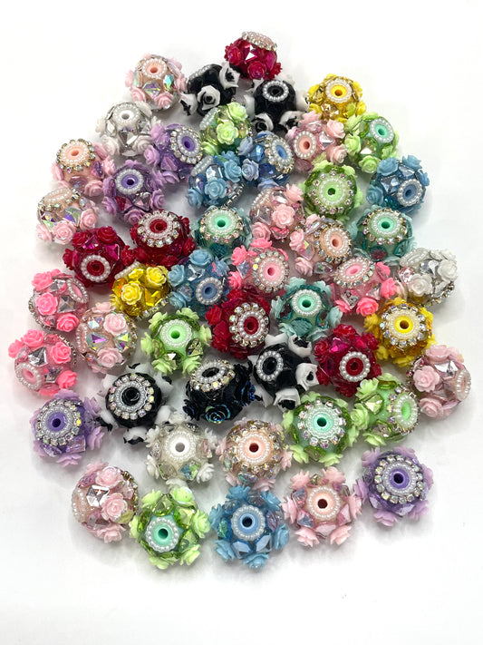 Acrylic beads Rose flower Diamond glass mirror Chain Pearl gasket The gold and silver chains together (Special-price beads)