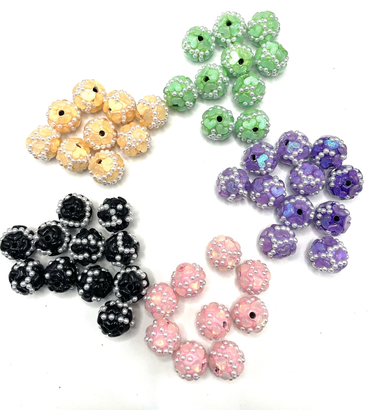 diy clay heart bead ornaments with pearl ,random mix color 16mm