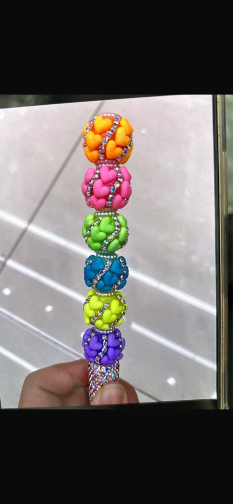 beaded beadable fuzzy heart beads neon bead heart beads with silver rhinestone chain fancy beads
