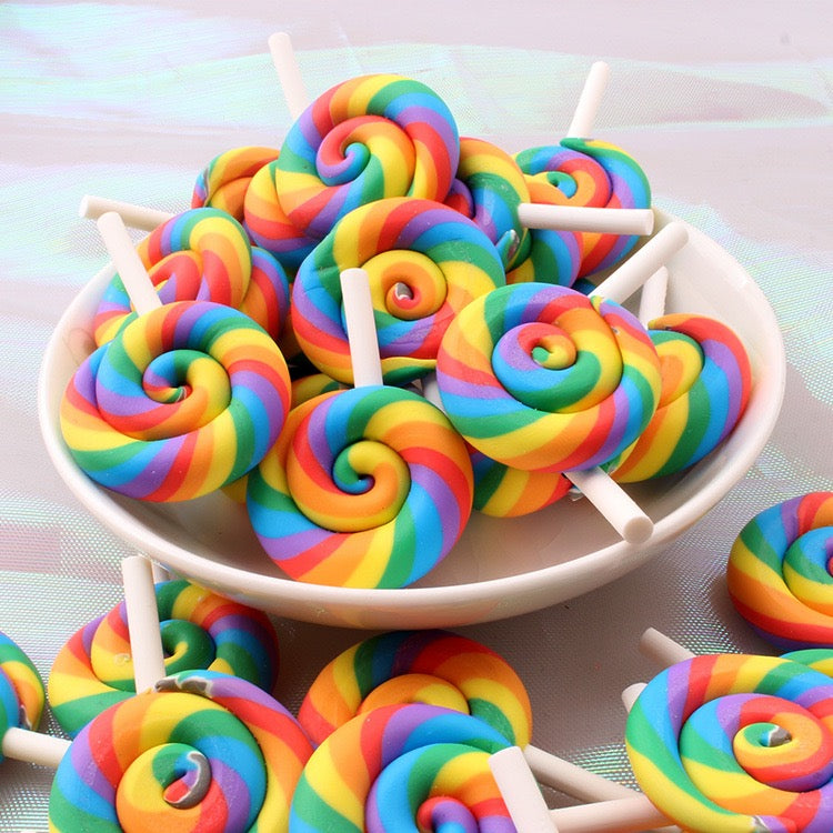 Rain bow lollipop colorful lollipop candy for craft diy keychain pen bag chain charm pendant (without hole )