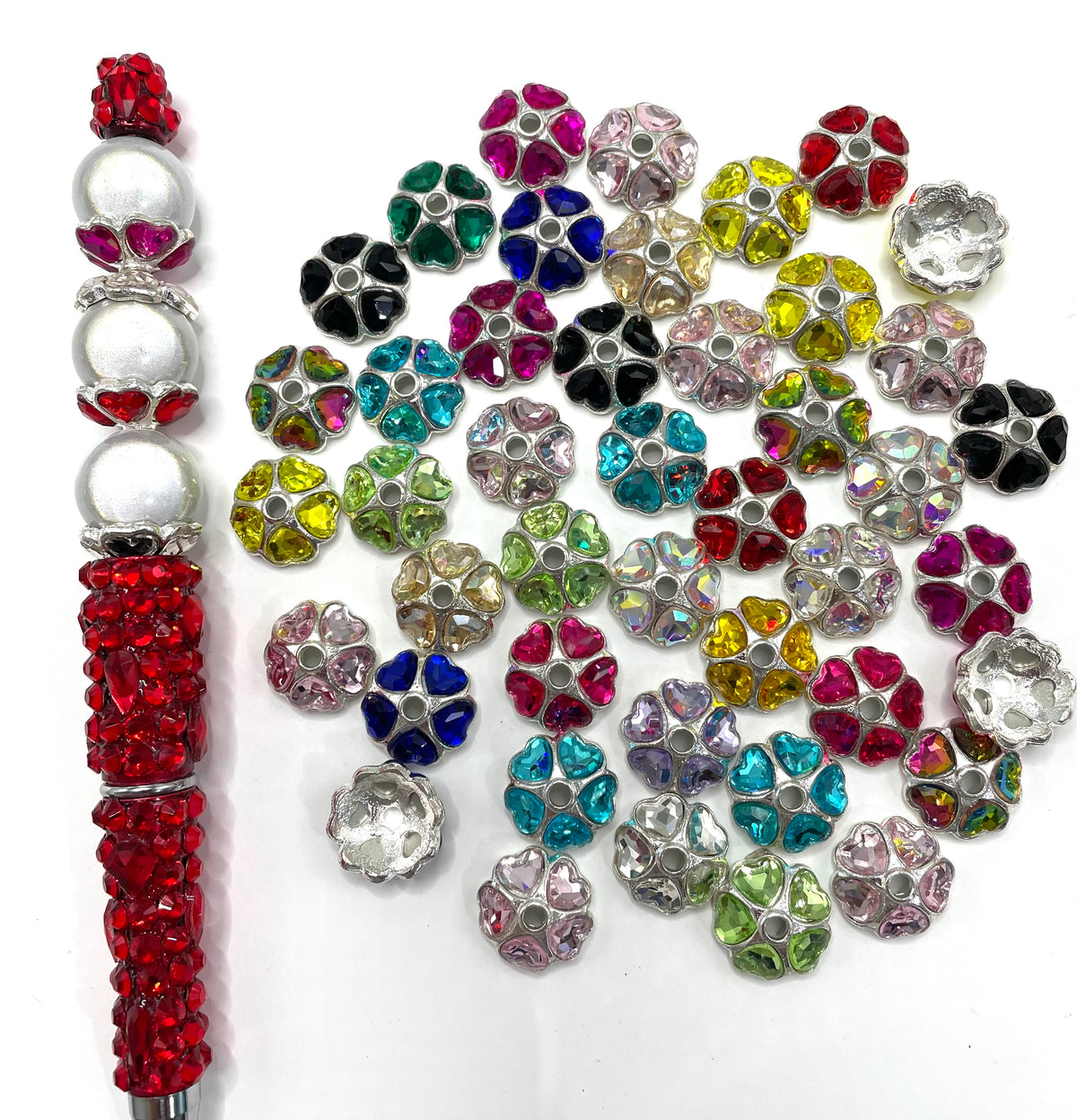 bead cap mental bead cap heart bead cap rhinestone bead cap random mixed