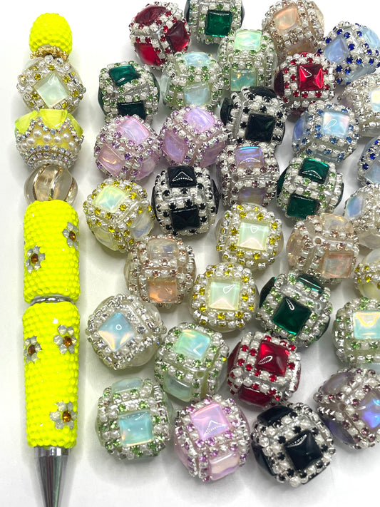 Fancy Beads Square beads Square rhinestones Colored chain Acrylic beads 17mm