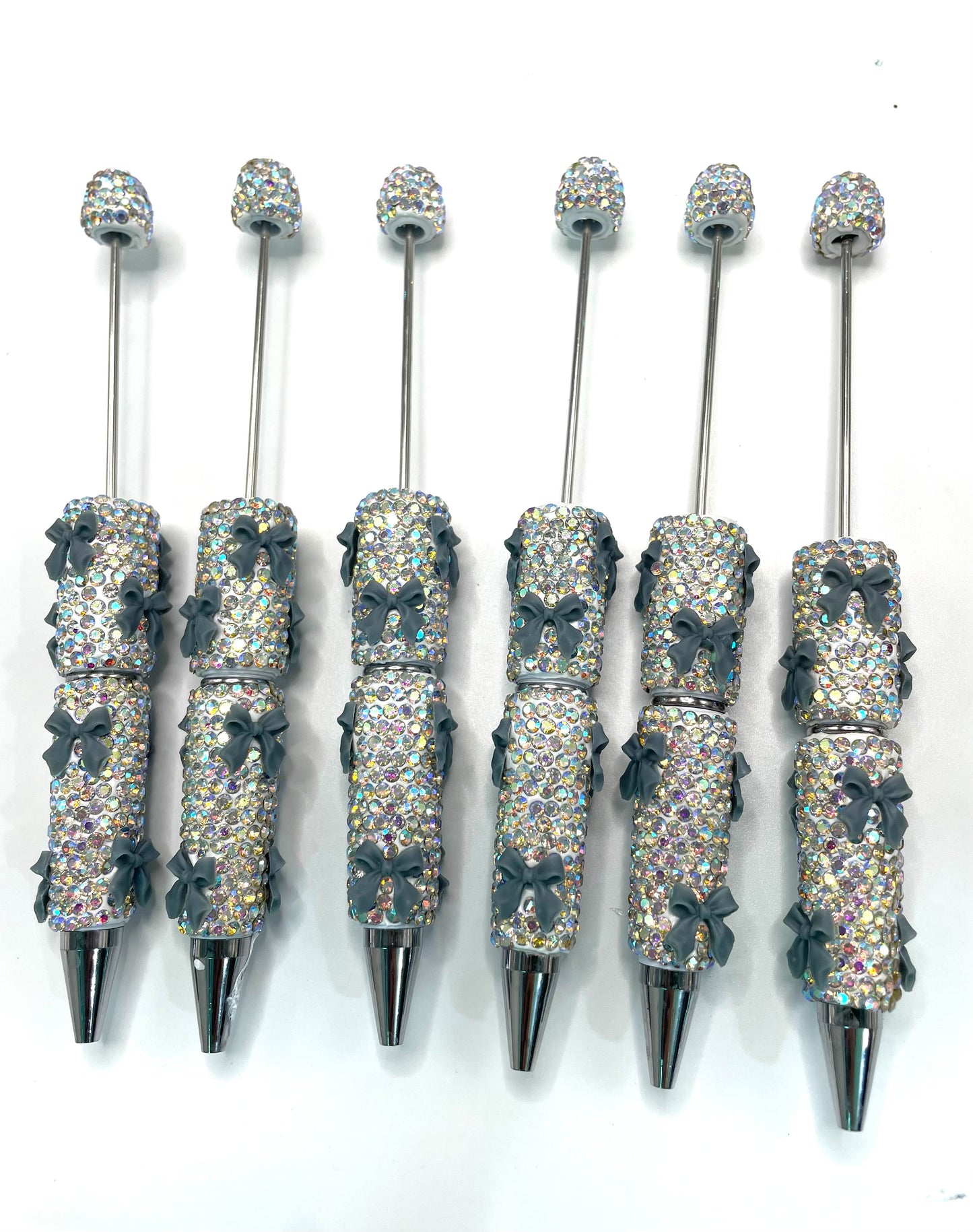 bow pen fancy clay rhinestone bow pen ornaments with acrylic bow  colored random mix