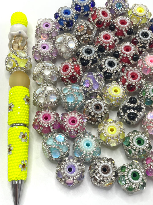 Fancy Beads Bubble beads Rhinestone Chain Pearl gasket Spacers Random Mix 18mm