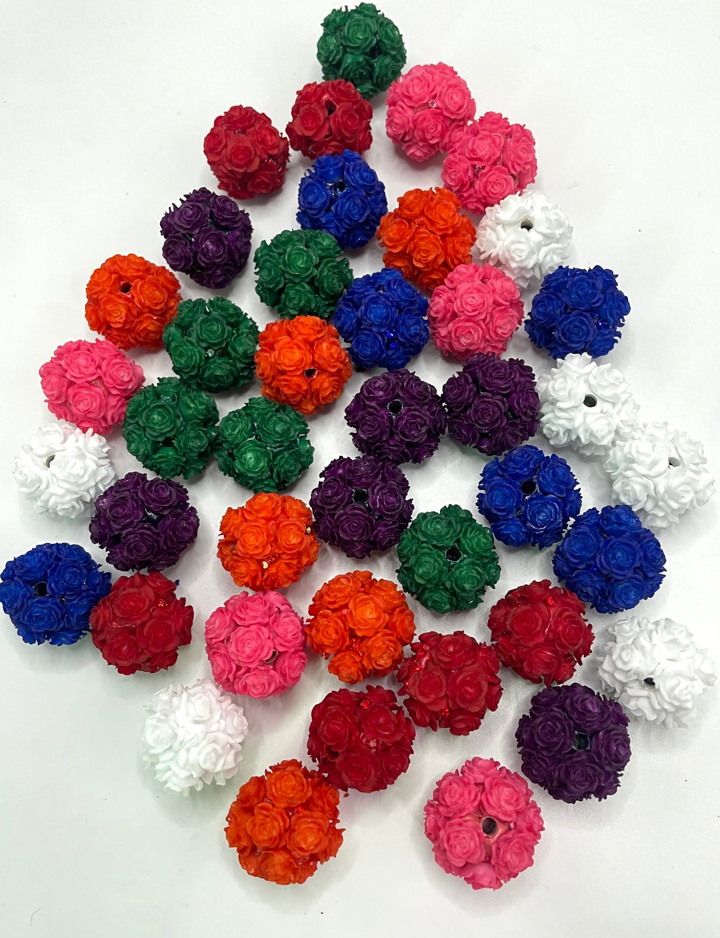 diy clay flower rose beads beaded beadable beads colored Christmas colored ,random mix