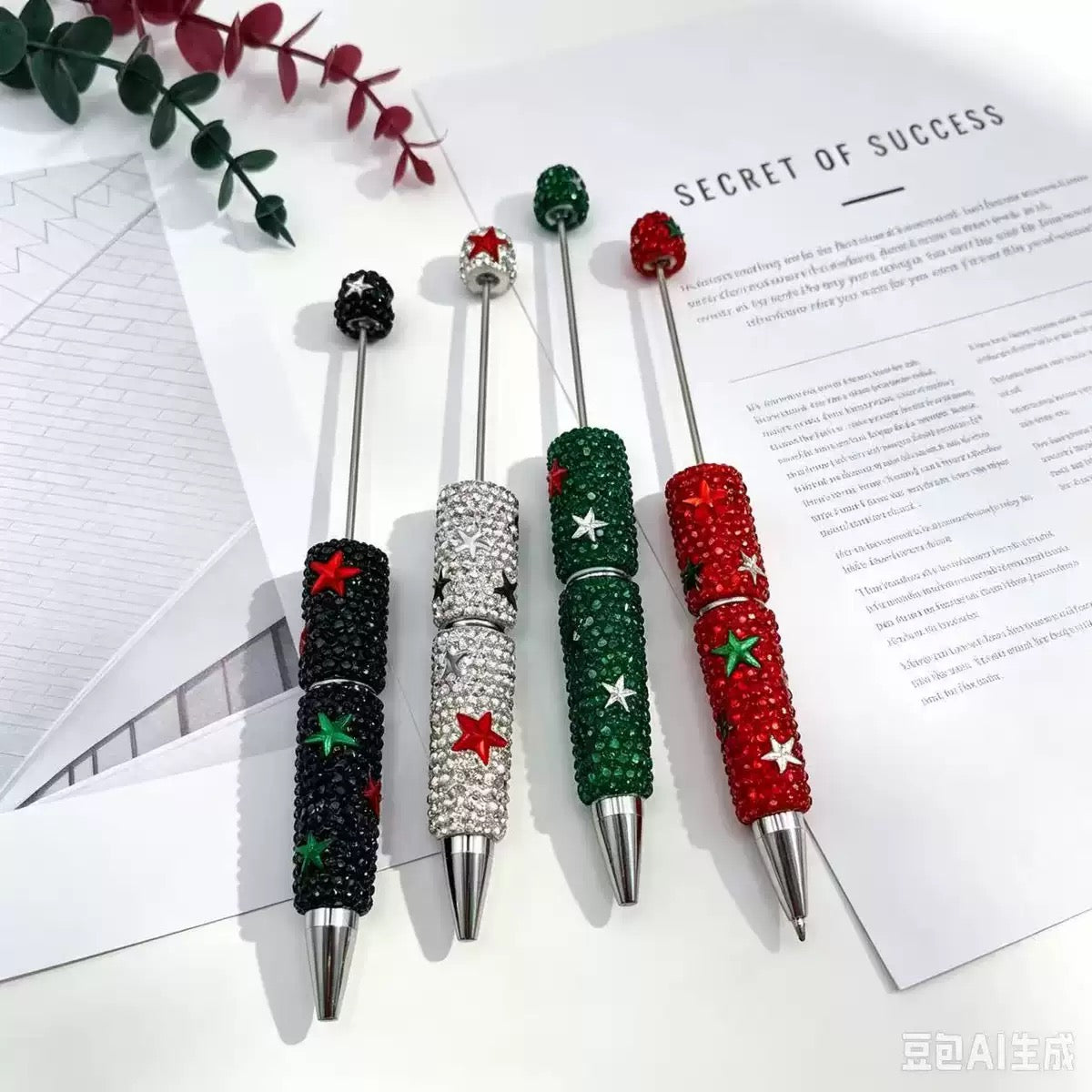 -#1-#4 diy beaded beadable fancy  rhinestone pen ornaments with star christmas vibe color