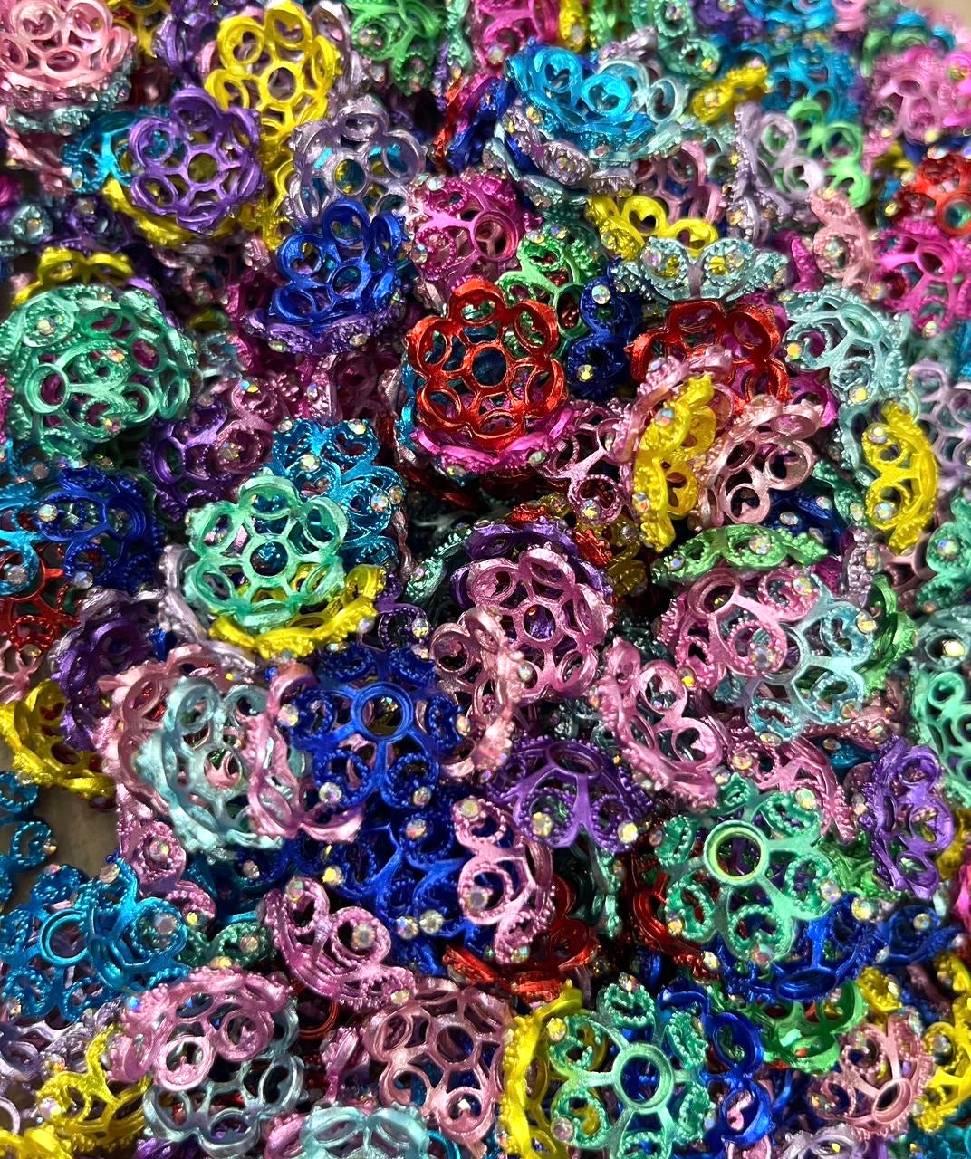 fancy beade beadable bead cap metal metallic bead cap spacer fancy jewelry style bead cap spacer ornament with rhinestone