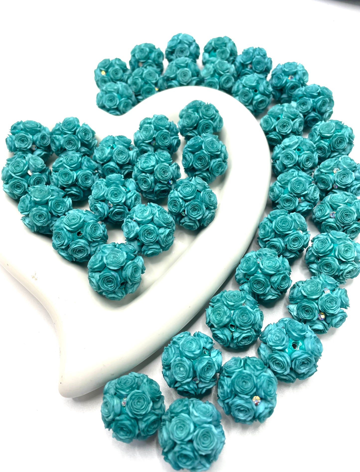 DIY soft rose flower beads ornament with rhinestone beaded beadable flower colored