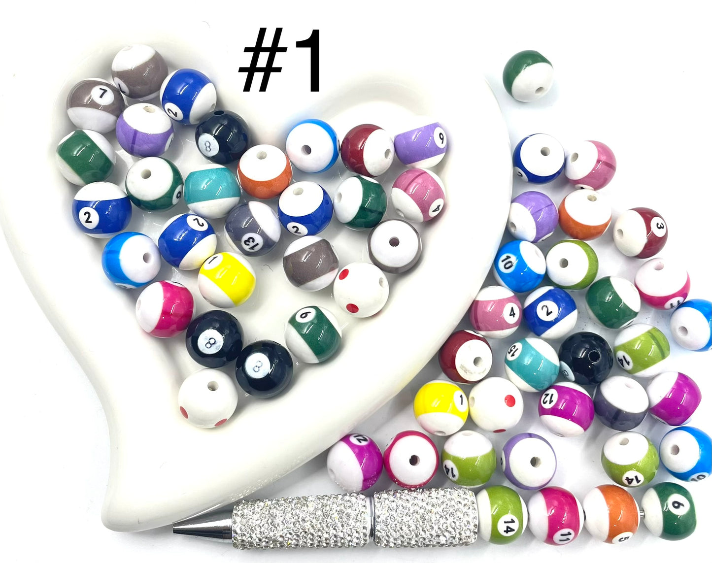 Acrylic billiard balls beads Full-color and half-color Chinese-style billiard balls 16mm