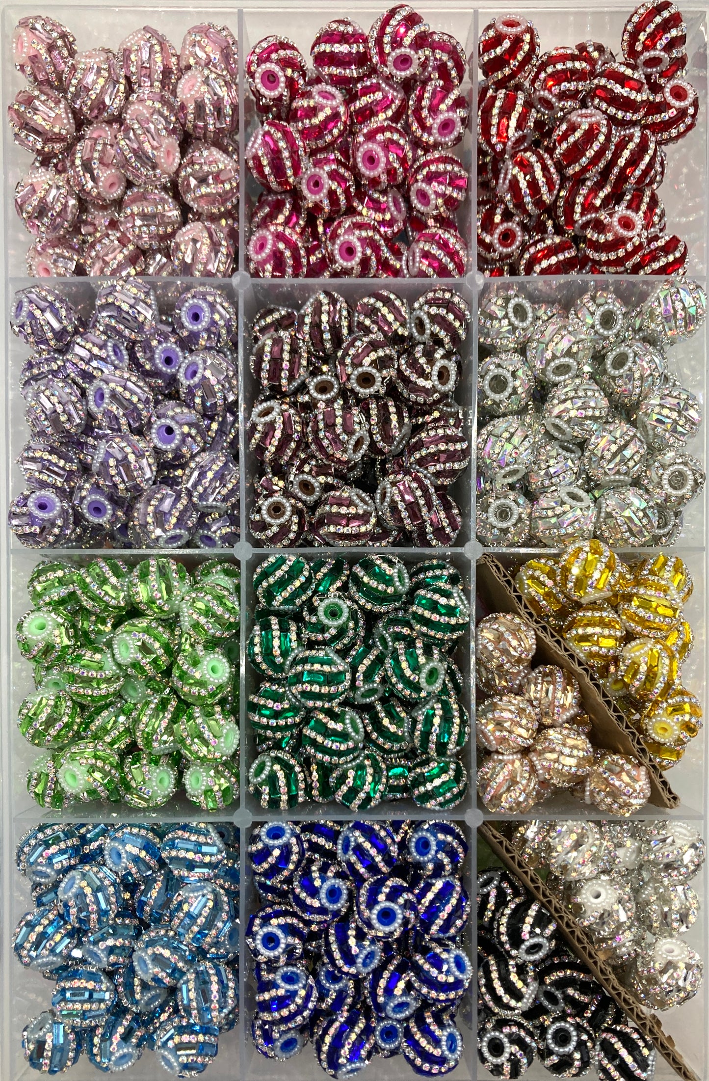 Fancy bead mirror bead with chain fancy bead Random Mix 19mm