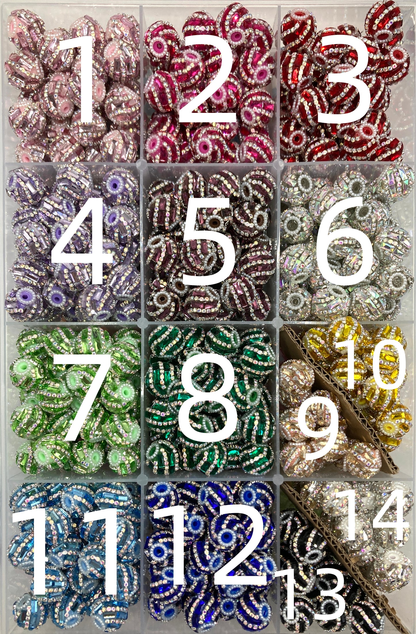 Fancy bead mirror bead with chain fancy bead Random Mix 19mm
