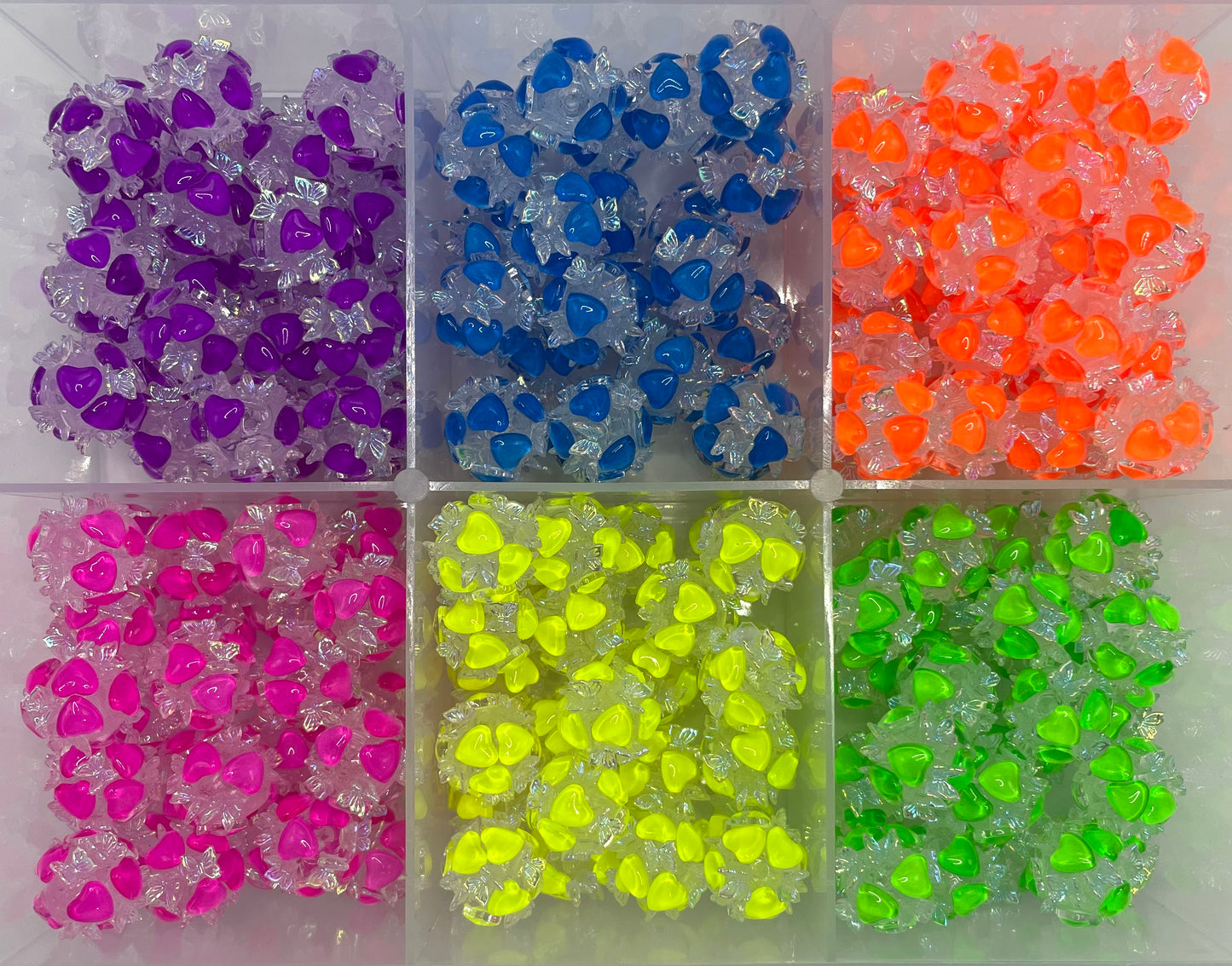 Neon beads heart beads with butterfly fancy beads Random Mix