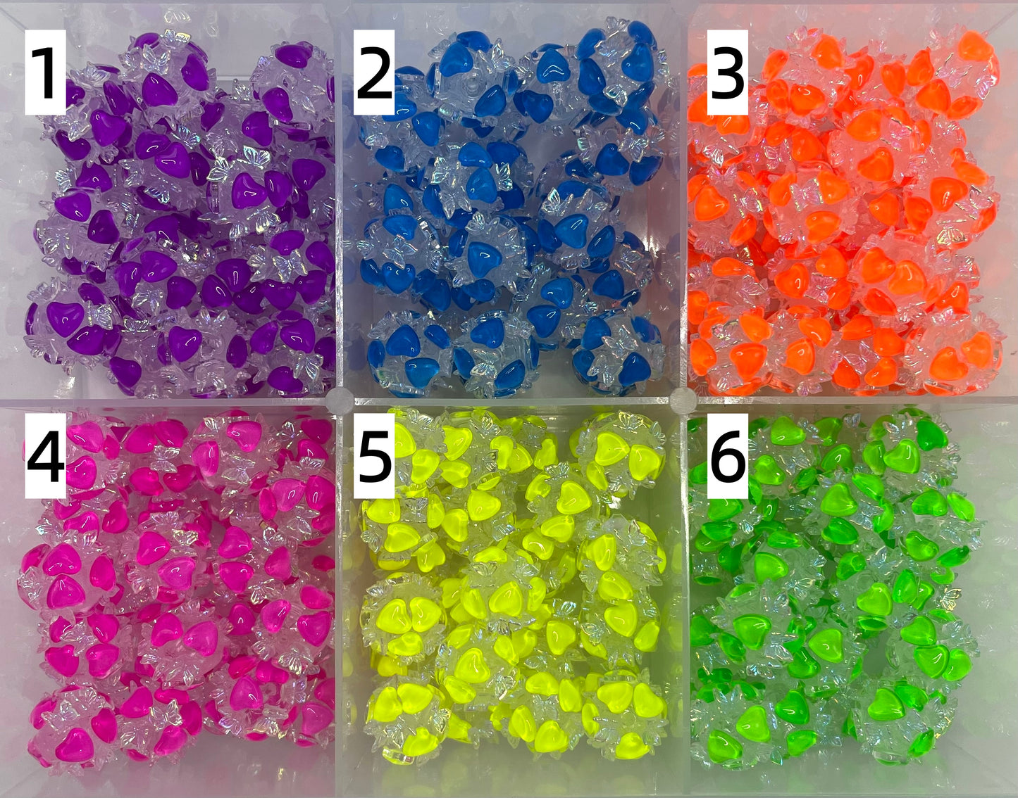 Neon beads heart beads with butterfly fancy beads Random Mix