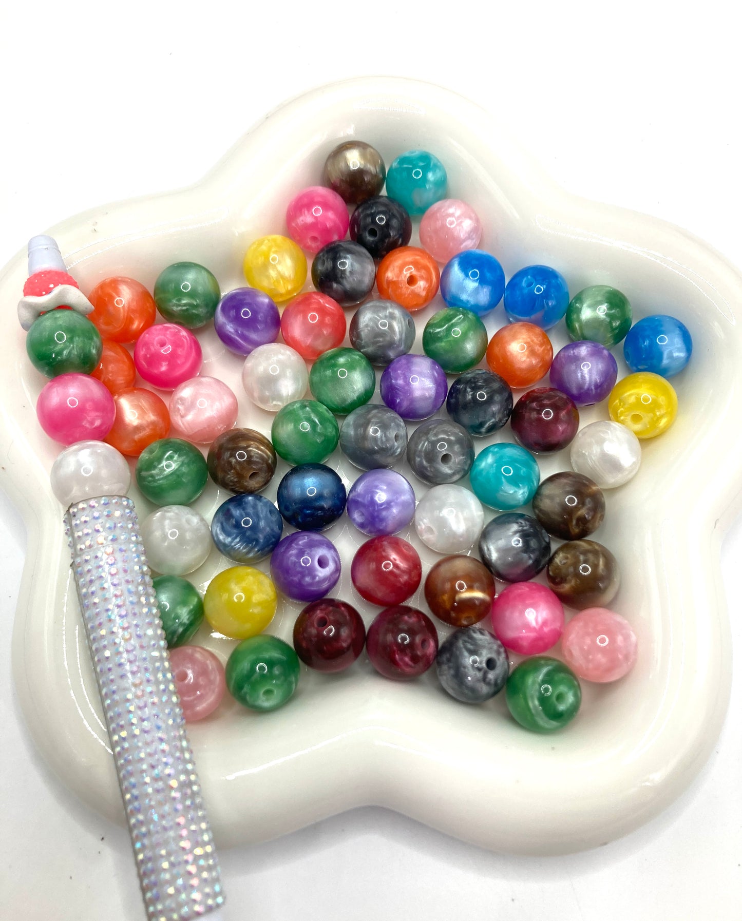 Acrylic beads Pearl-glow Sand glitter Lava beads Cat's eye beads Random Mix 16mm