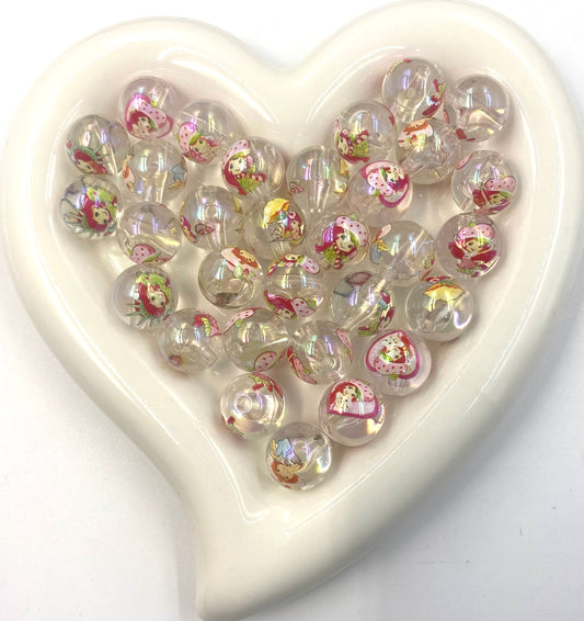 Acrylic strawberry girl beads Acrylic transparent beads for anime and cartoon designs 16mm