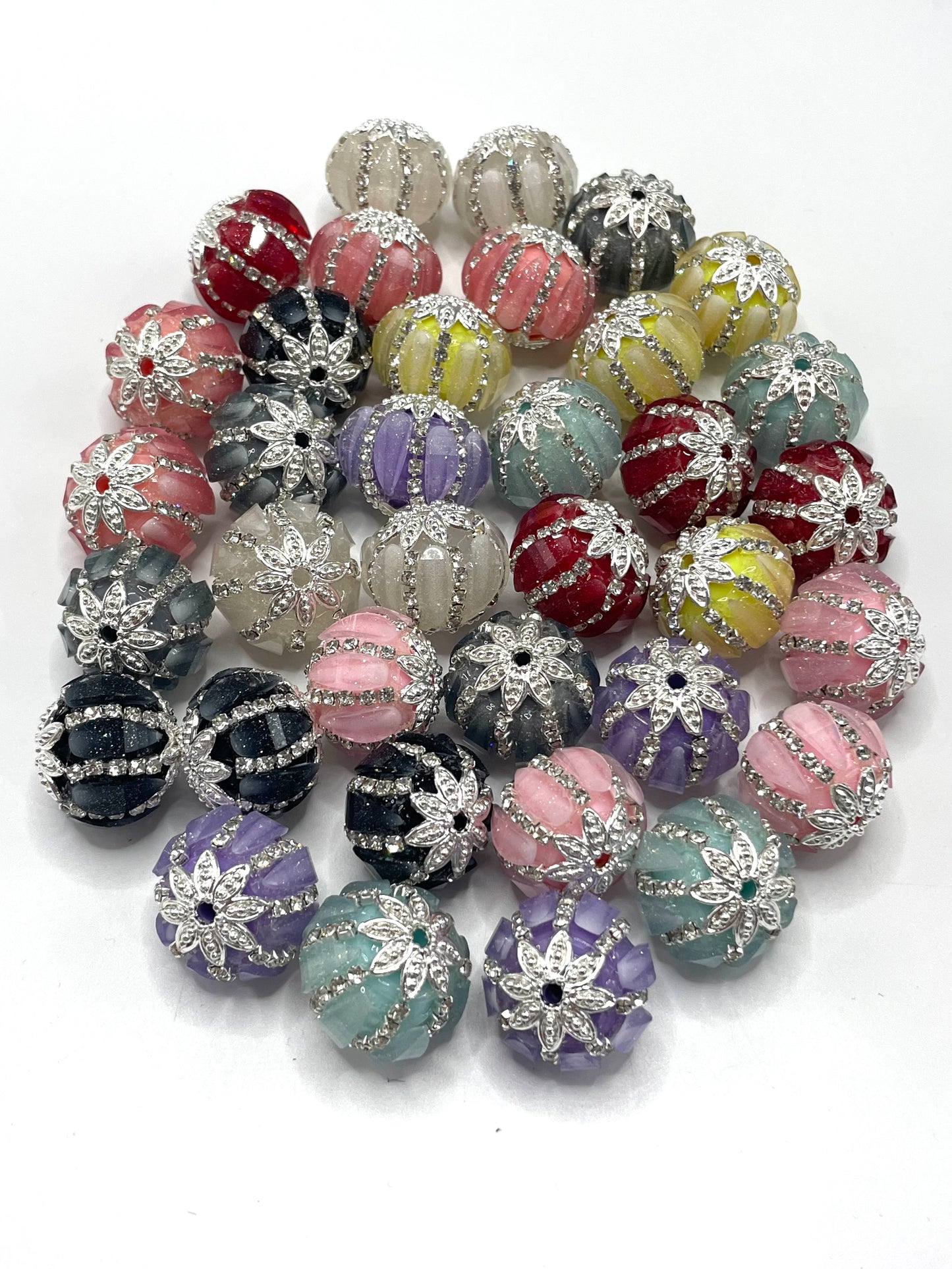 Pumpkin beads Fancy Beads Chain Metal gasket Spacer glitter  Acrylic beads 20mm Random Mix